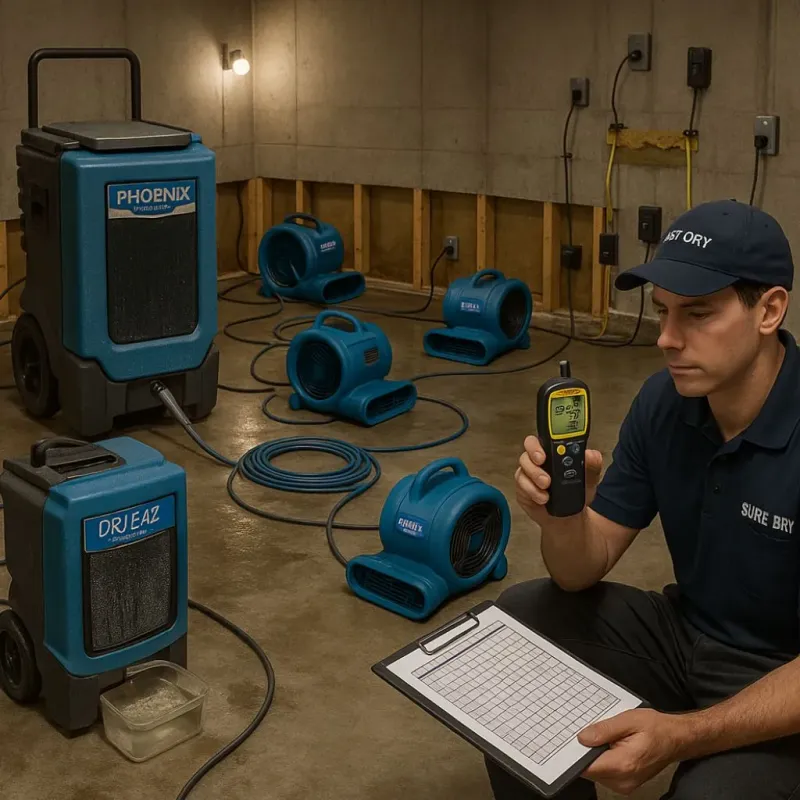 Structural Drying and Dehumidification process in La Plena, PR